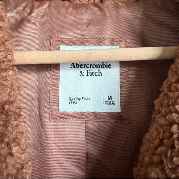 Abercrombie & Fitch Long Sherpa Teddy Coat Rust Brown M - Picture 4 of 6